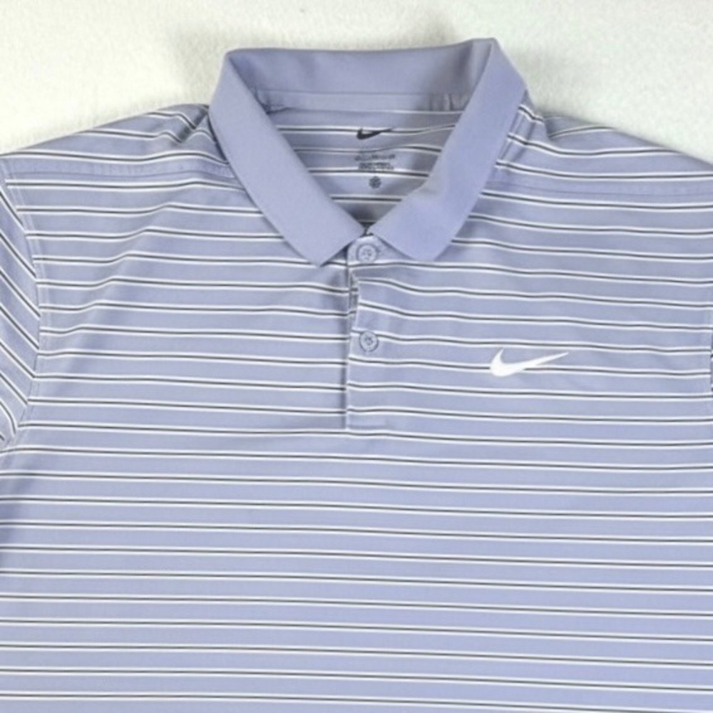 Nike Dri-FIT Polo Shirt Mens 2XL Striped Performance Golf Top Light Purpleโ